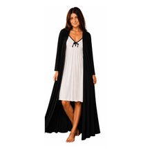Load image into Gallery viewer, Woman's robe in black bamboo fabric