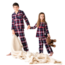Load image into Gallery viewer, Girl and boy in cosy matching winter cotton pyjamas