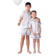 Load image into Gallery viewer, Kids 2 piece pyjama set in cosy cotton Liberty print with dragon