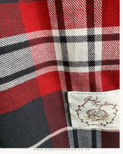 Load image into Gallery viewer, Close up of red, white, black, maroon plaid used in Goodknighties pj's