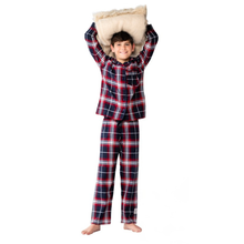 Load image into Gallery viewer, Boy wearing cosy winter plaid pyjamas
