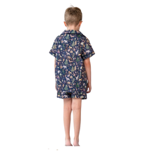 Load image into Gallery viewer, Boys summer pyjama set in Liberty Christmas print 
