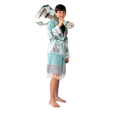 Load image into Gallery viewer, Kid in swimming summer cover up made from cotton
